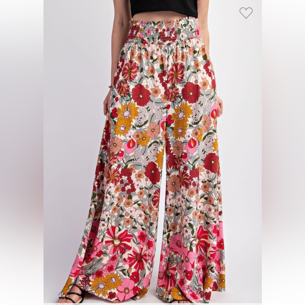 Floral Wide Leg Palazzo Pants, size Medium - Picture 1 of 8